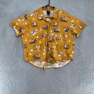 Disney Princess & The Frog Tiana Top Womens 2X Button Up Tie Front Crop